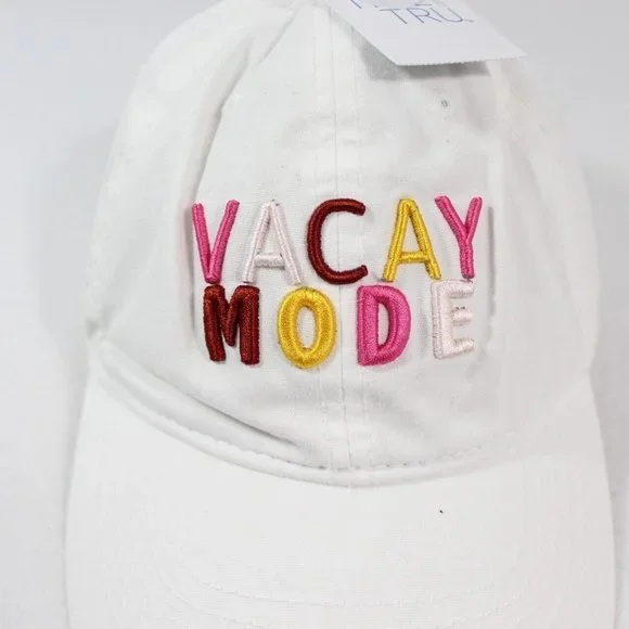 Time And Tru Cream Vacay Mode Cap Baseball Hat Women's One Size NWT Ivory White - Picture 2 of 6
